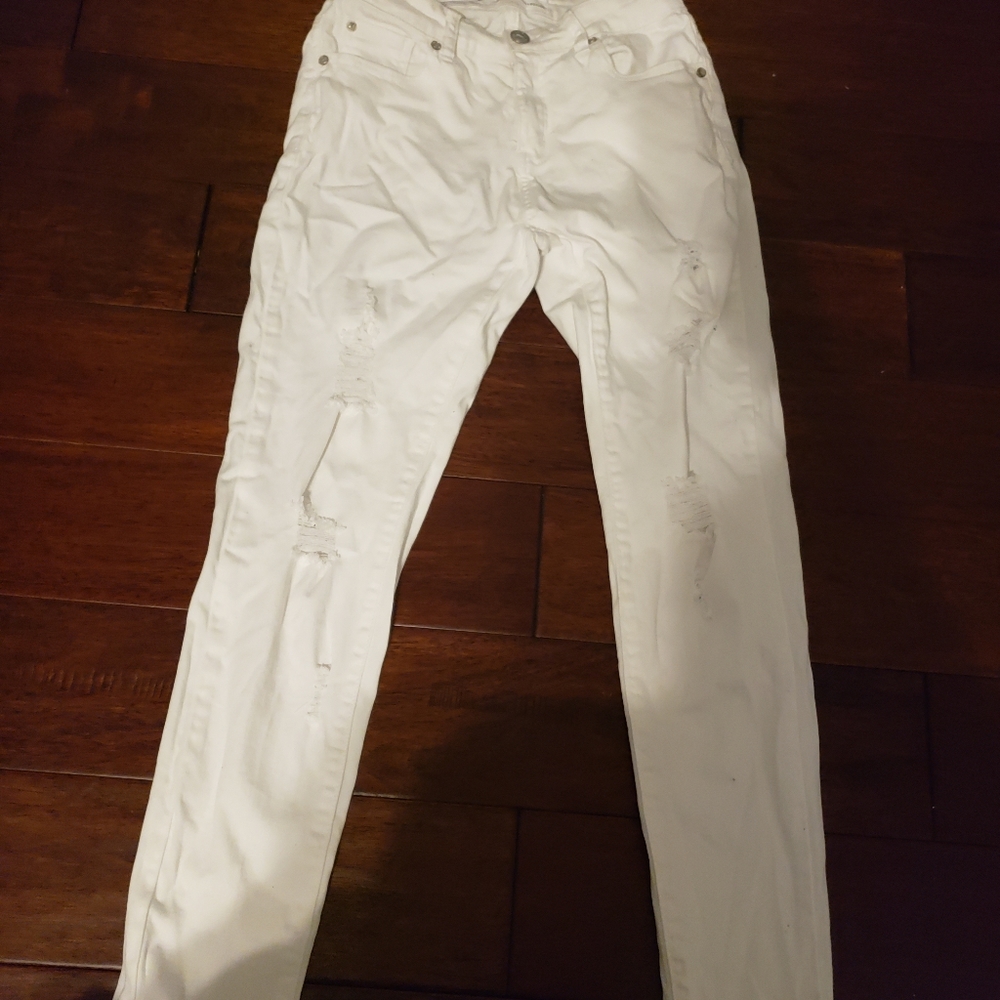 White Preowned Ripped Jeans - Picture 1 of 5